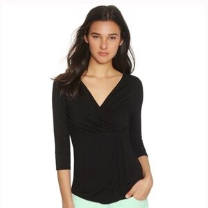 White House Black Market Wrap Top with Elbow Sleeves
